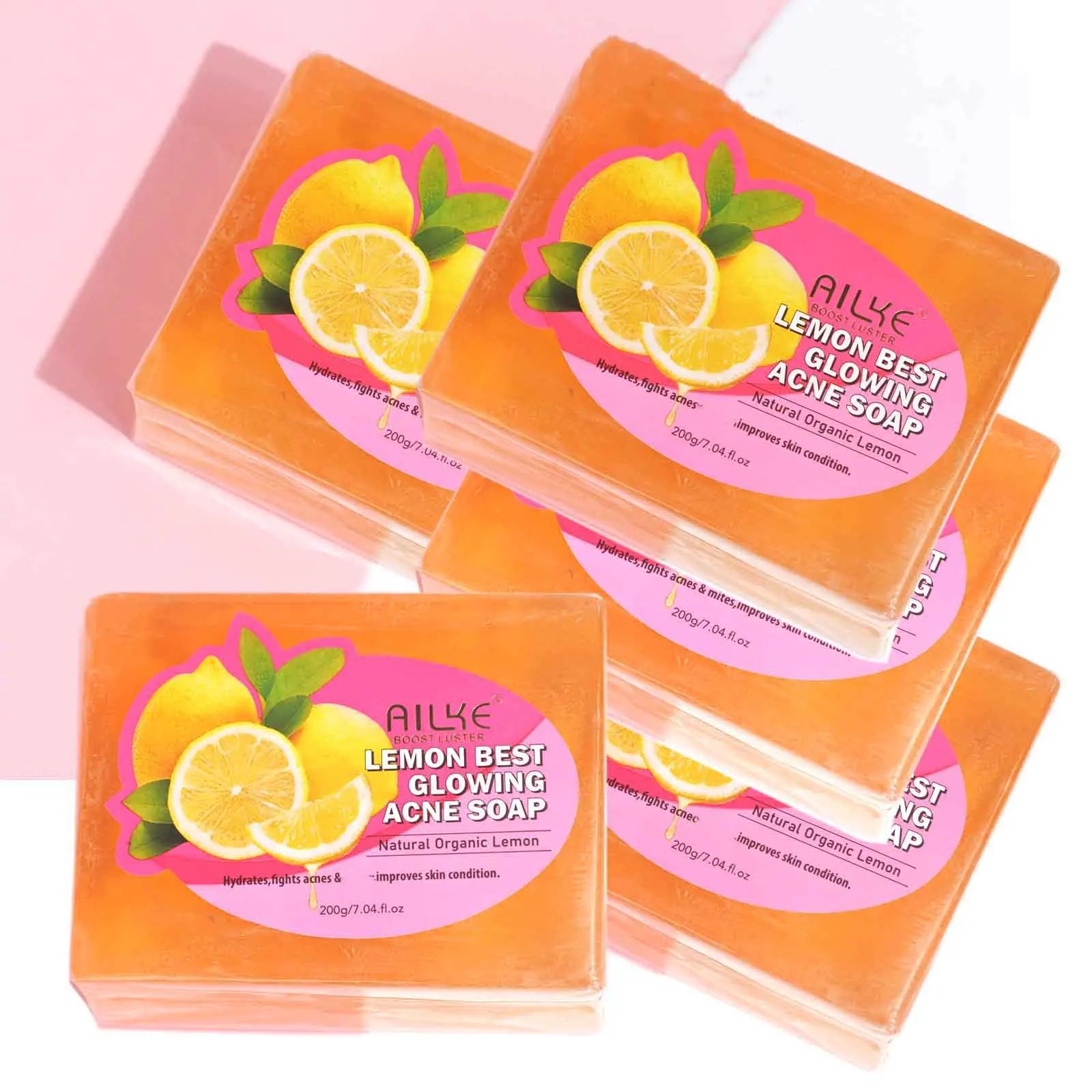AILKE Dark Spots and Acne Remover Soap Bar, Whitening Skin with Natural Lemon, Olive Oil, Women Daily Face and Body Wash, 200g