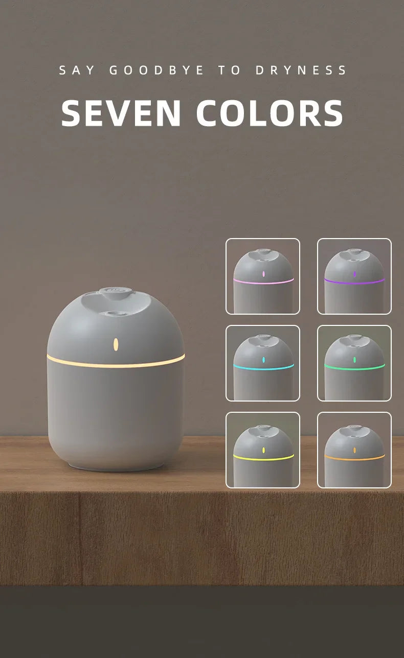 270ML Air Humidifier Cool Mist Aroma Diffuser LED Night Light  power-off protect USB Humidificador For Home Office