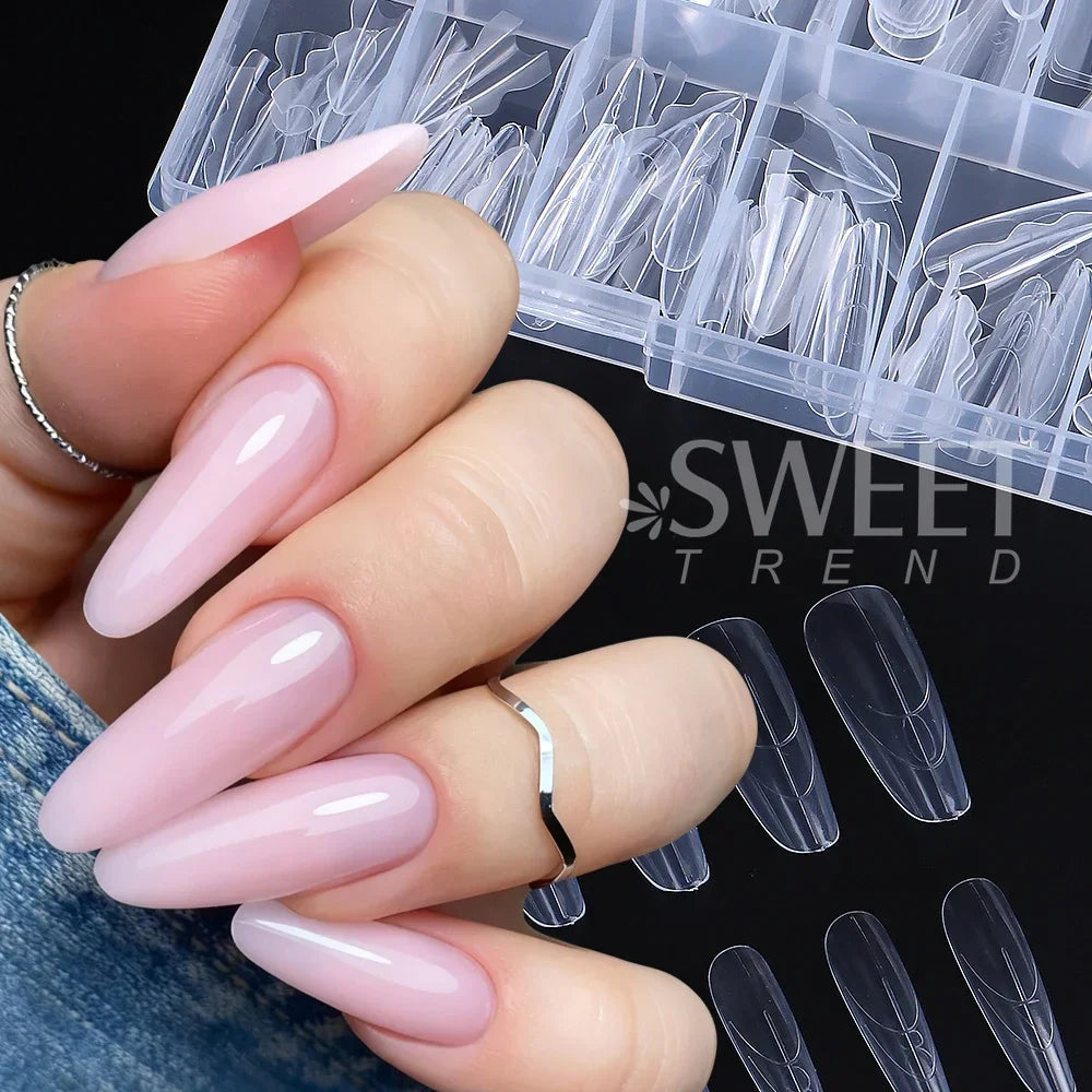 1 Box Dual Nail Forms New 180pcs 15 size Extensions-Dual Forms Long Coffin Almond Top/ Bottom Nail Forms Manicure Extension Tool