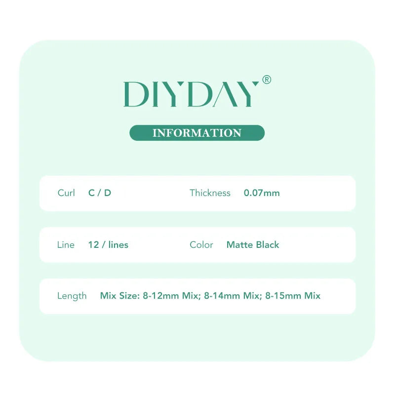 DIYDAY U-shaped 6D Eyelash Extension U-6D W Shape Bloom Dense Faux Lashes U-3D U-4D U-5D Natural Wispy False Mink Eyelashes