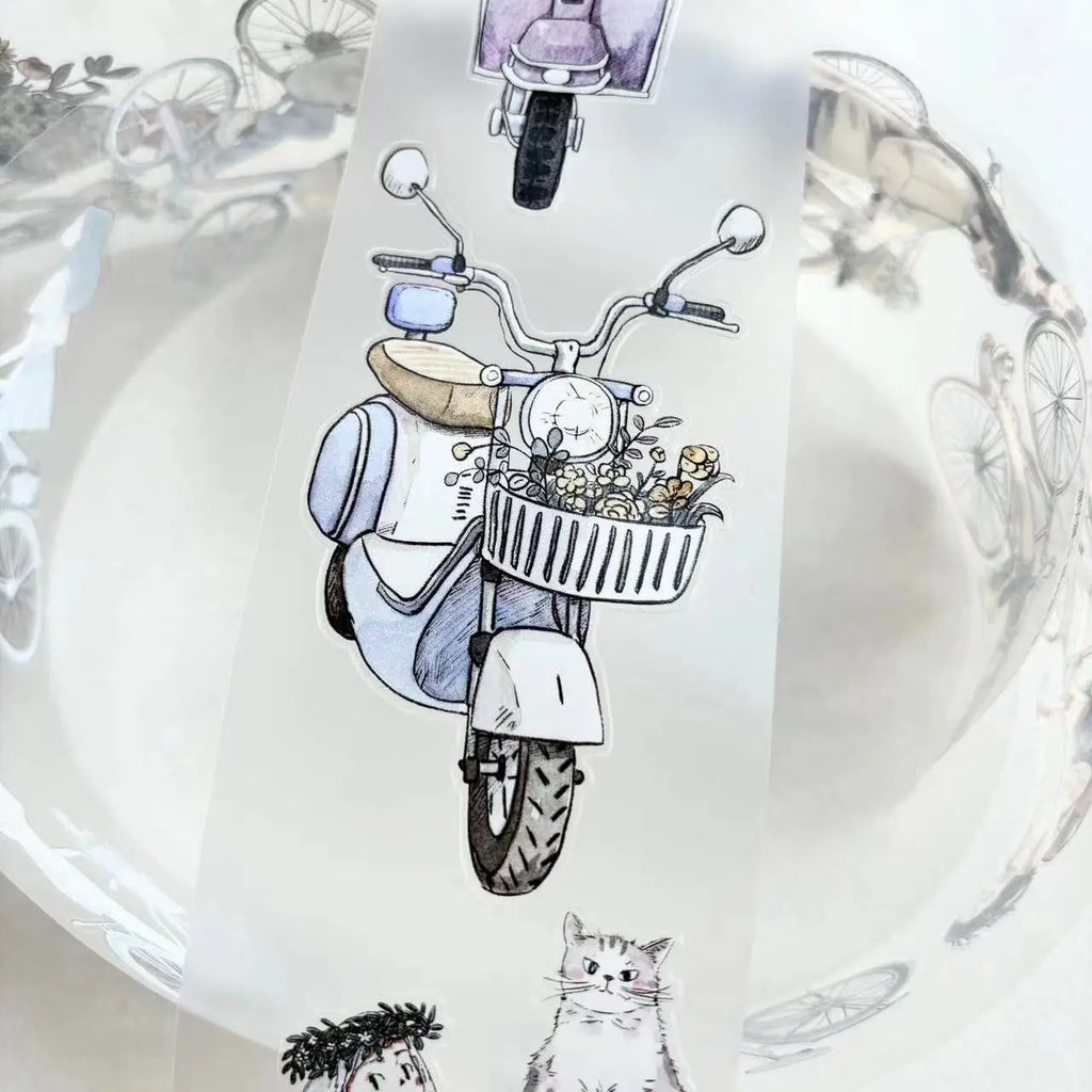 Kai Xiaoxun Go for A Bike Riding Cute Girl Journal Tape/washi/pet/matte /die Cutting