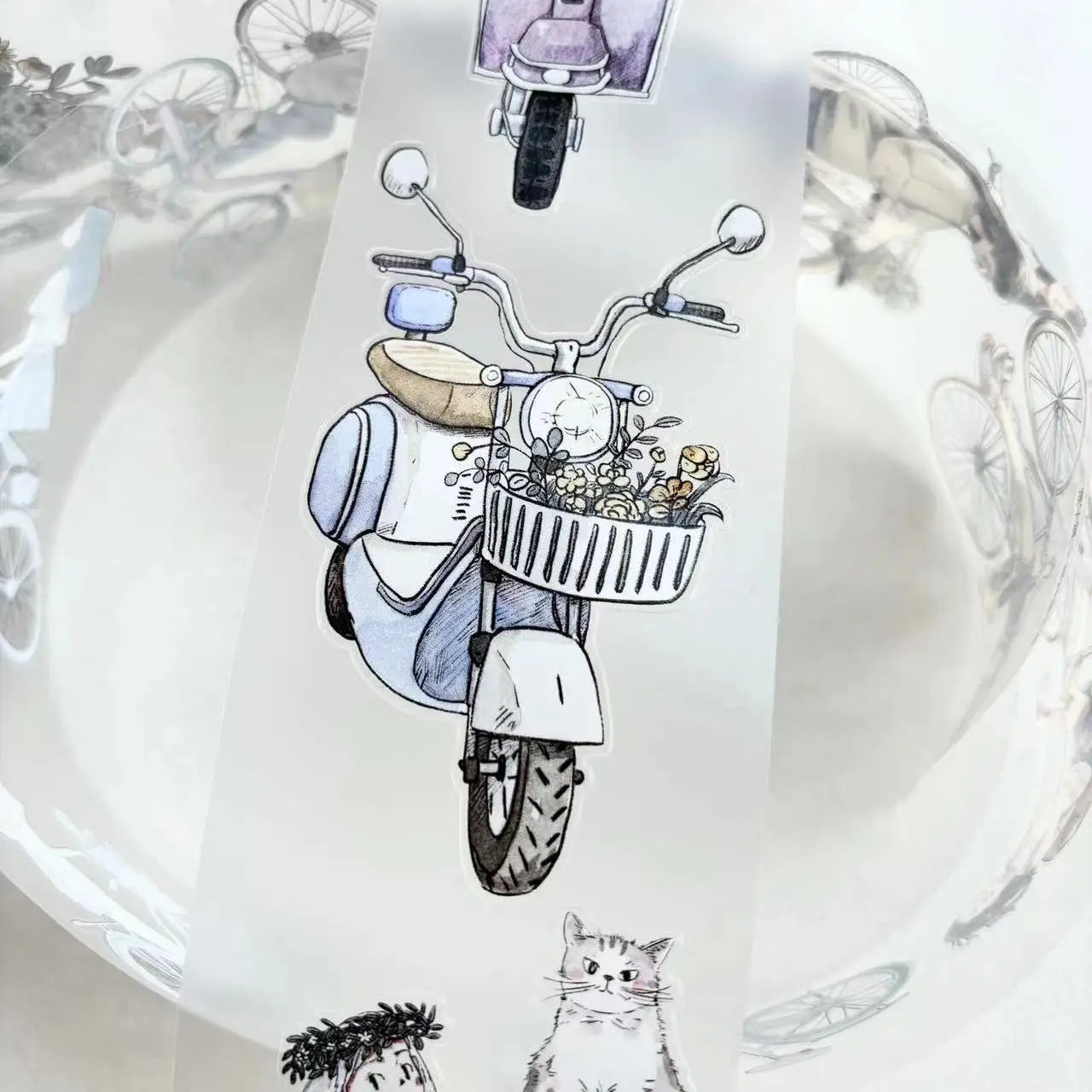 Kai Xiaoxun Go for A Bike Riding Cute Girl Journal Tape/washi/pet/matte /die Cutting