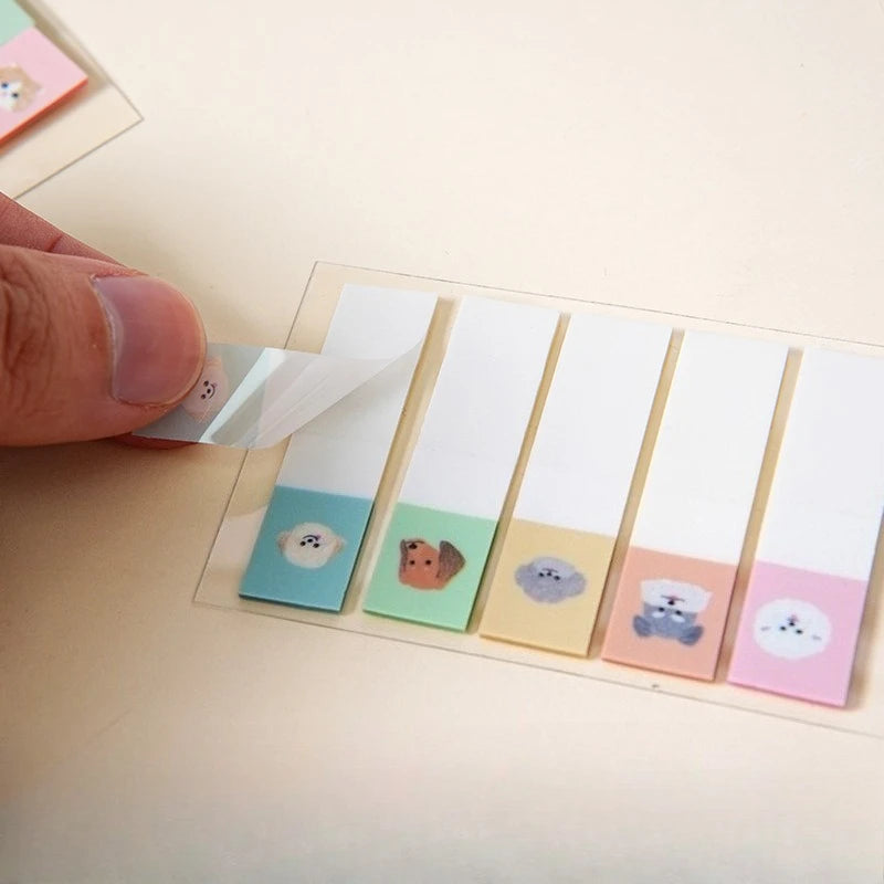 100Sheets Cute Cartoon Cat Dog Tabs Index Waterproof Self Adhesive Memo Pad Sticky Notes Bookmark Stationery School Supplies