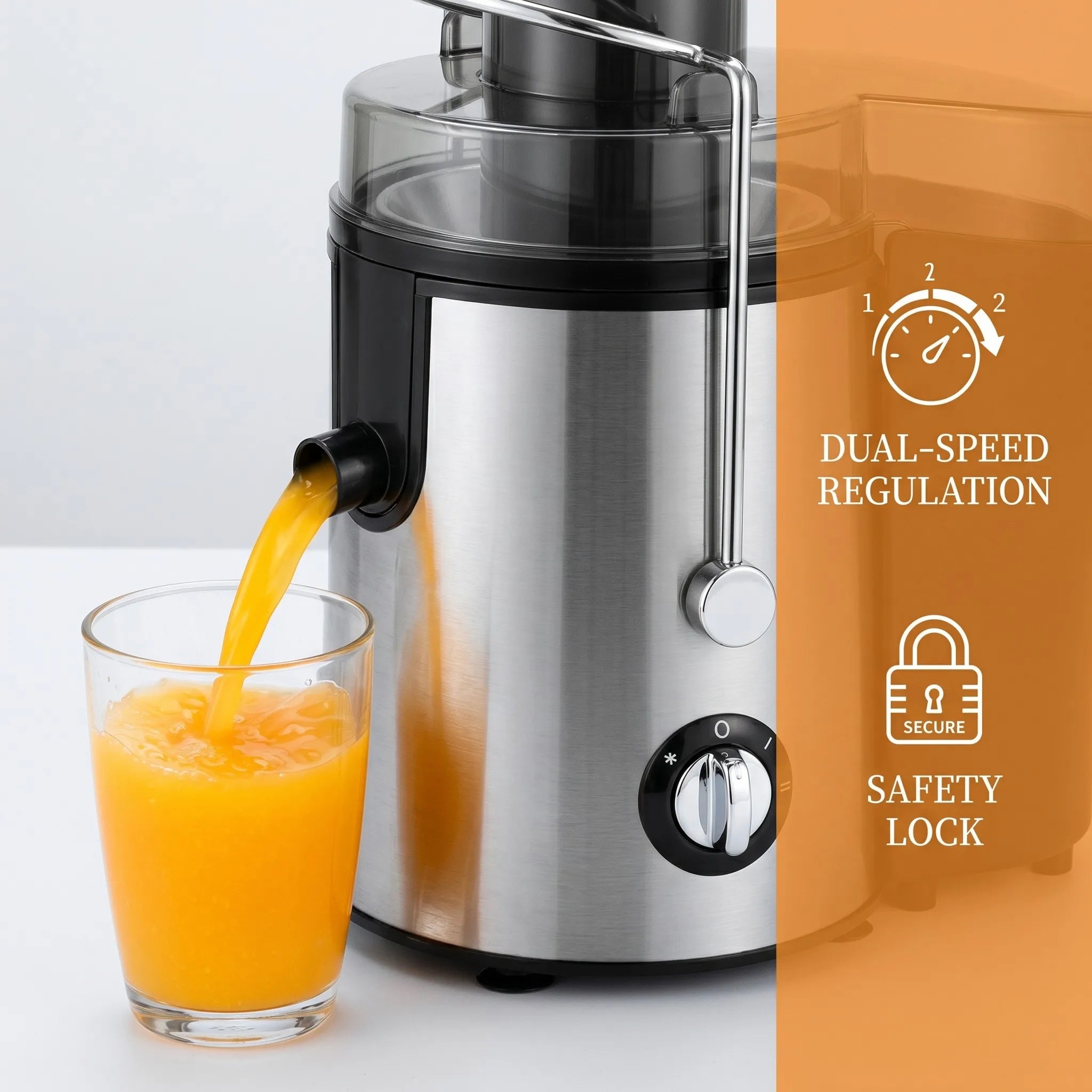 Juicer, 800 Watt Centrifugal Juicer with Wide Mouth 3" Fruit & Vegetable Feed Chute, Easy to Clean, Stainless Steel (Silver)