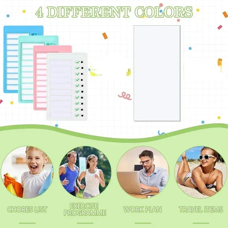 Kids Chore Chart with 10 Papers Chore Chart Plastic Checklist Board DIY To Do List  for Home Routine Planning Blank Paper