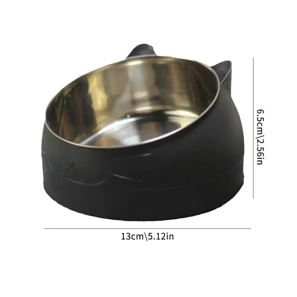Eco-Friendly1PC Stainless Steel Cat Bowl, 15° Inclined Pet Food Dish with Non-Slip Base, Anti-Choke Feeder for Cats/Kittens/Dogs