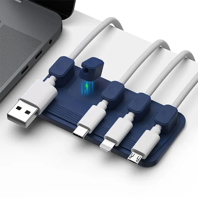 Multipurpose Magnetic Organizer Desktop Cable Clip Mouse Wire Protector Cord Winder Self-Adhesive Fixed USB Charging Line Holder