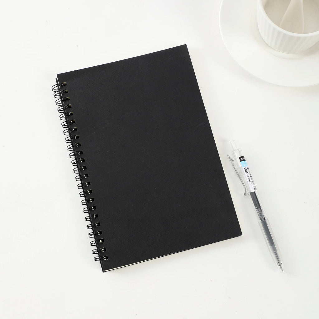 1 Book Retro Spiral Coil Kraft Paper Notebook Sketchbook Painting Diary Drawing Painting Graffiti Office School Stationery