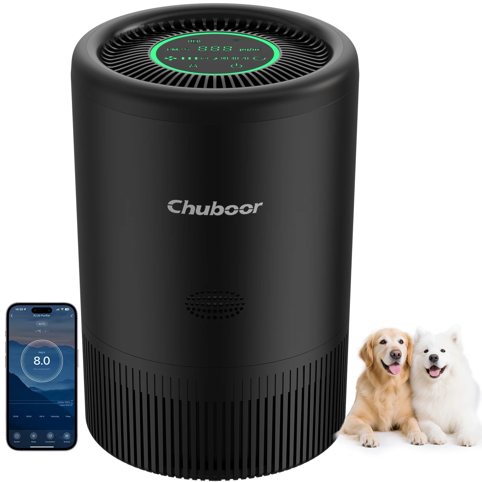 Chuboor Air Purifier Quiet Air Cleaner with High-Efficiency Filtration,H13 HEPA Removes Smoke, Dust, Pollen, Pet Hair