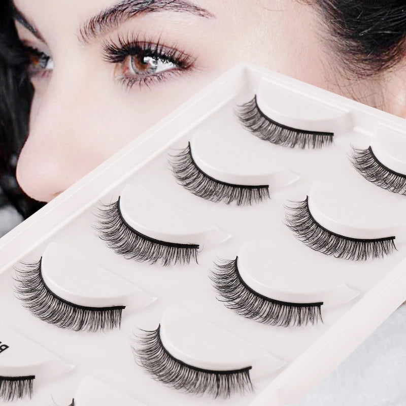 New 5Pairs Handmade 3d Mink Lashes Short False Eyelashes Cross Messy Dense Natural Eye Lashes Stage Makeup False Eyelashes E08