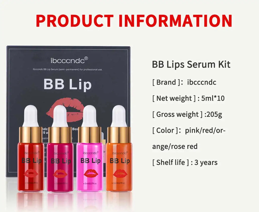 BB Lips Ampoule Serum Starter Set Semi-Permanent BB Lip Gloss Tinted Pigment Lasting Moisturizing For Lip Care Glow Free Shiping