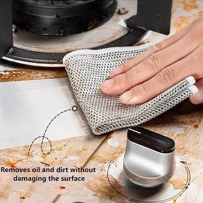 5/20 Pcs Reusable Wire Dishcloths – Non-Scratch, Thickened Microfiber Cleaning Cloths for Dishes and Kitchens