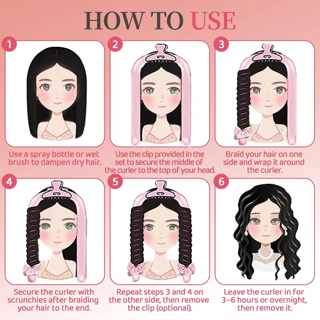 No Heat Foam Sleeping Curling Iron Big Wave Lazy Curl Styler for DIY Hair Dressing Tool - Efficient Hair Wave Styling