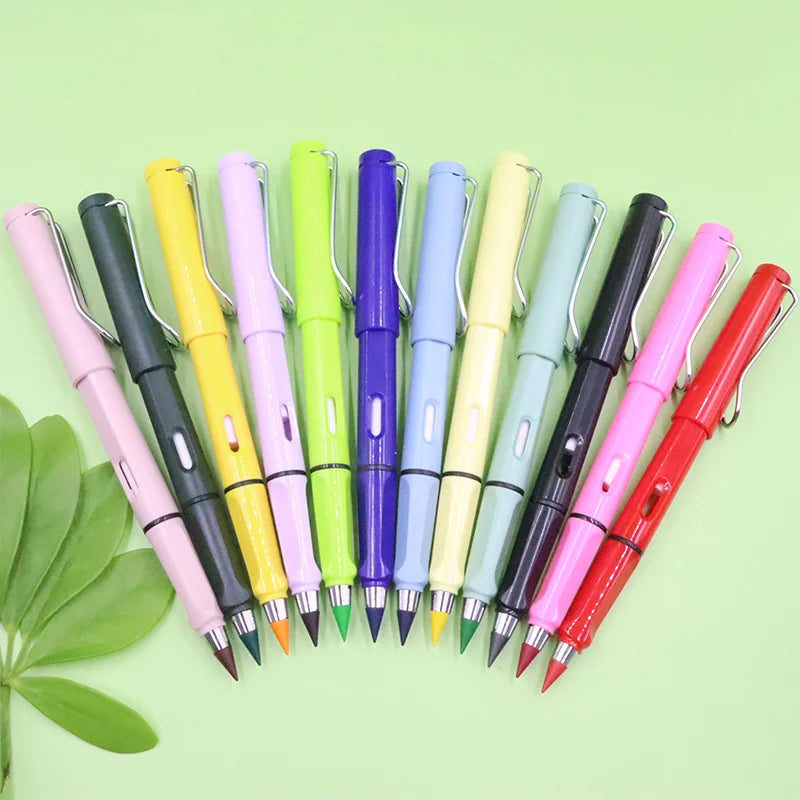 New Technology 12 Color Infinity Pencils No Ink Kawaii Unlimited Pencil School Kids Art Color Sketch Painting Stationery