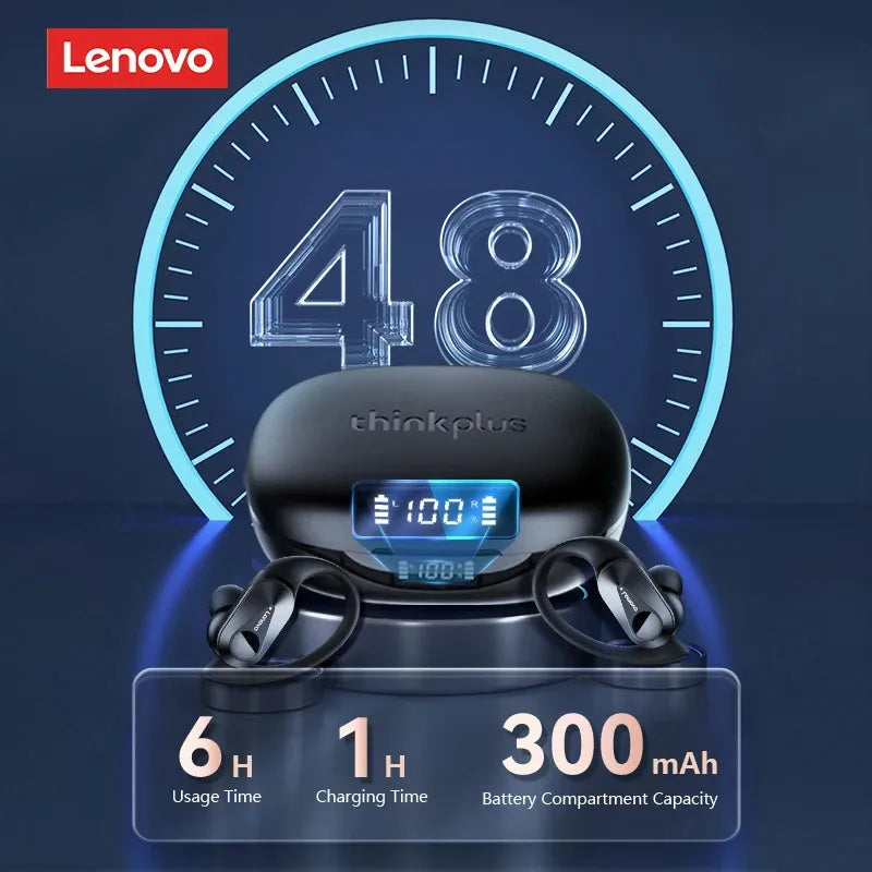 Lenovo LP75 TWS Wireless Bluetooth V5.3 Earphones IPX5 Digital Display Ear Hook Earbuds HiFi Stereo Noise Reduction Headphones