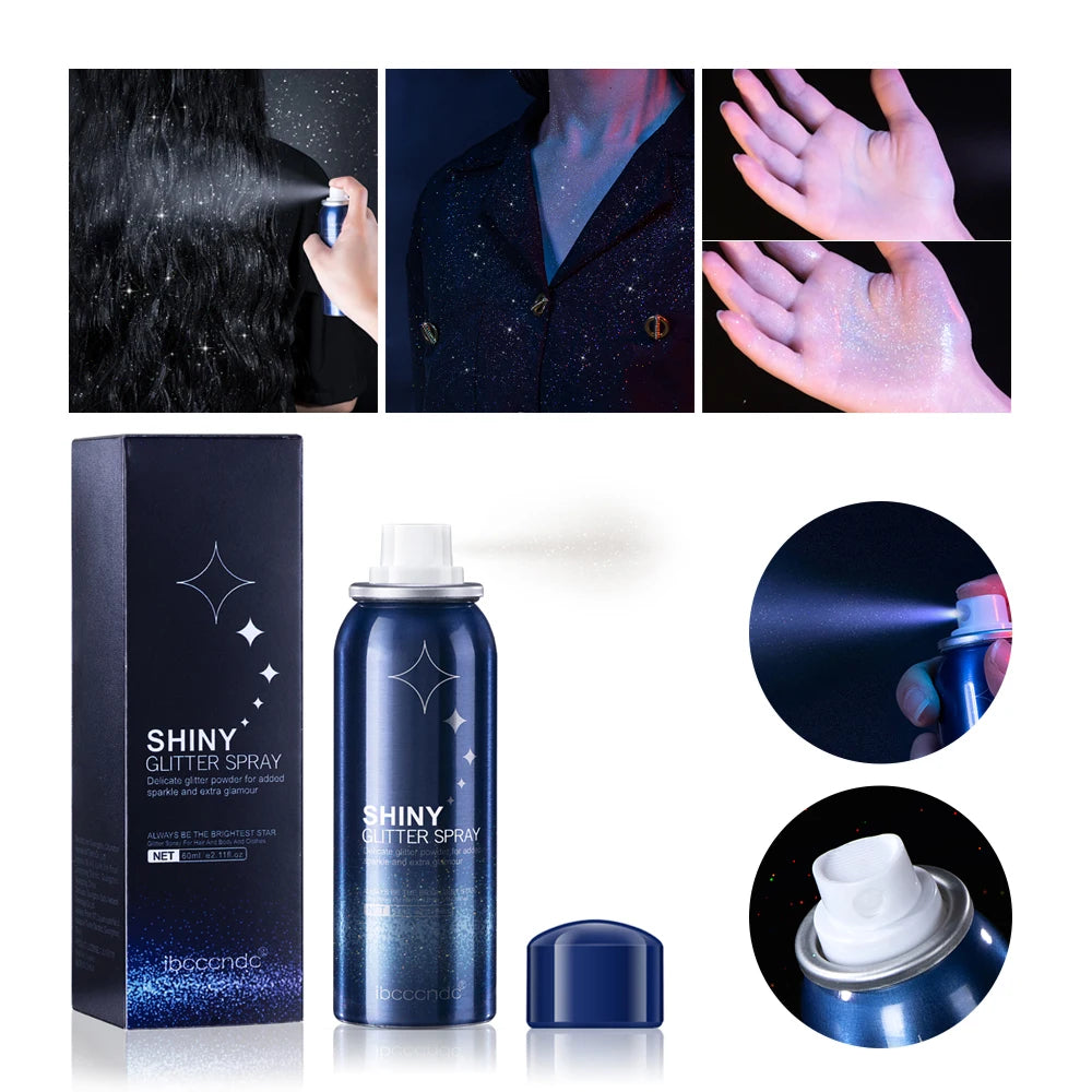 Makeup Glitter Spray Instantly Enhancing Radiance Emit Charming Radiance Quick Drying Brightening Waterproof Party Glitter Spray