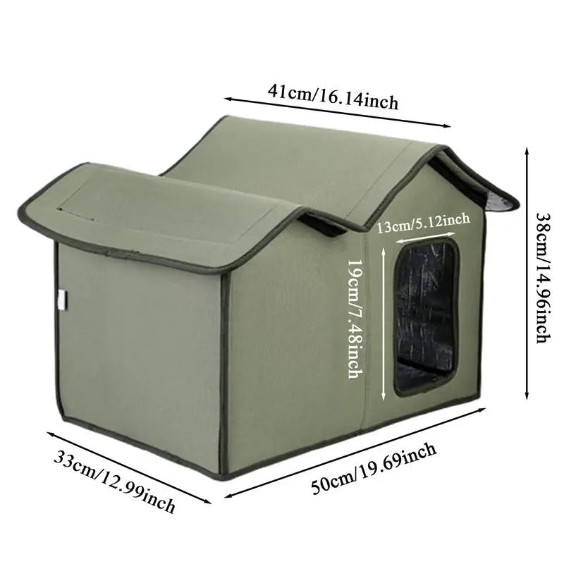 Cat Outdoor House Large Insulated Cat Shelter Waterproof Weatherproof Pet House With Transparent Door Washable Cat Hut For Cat