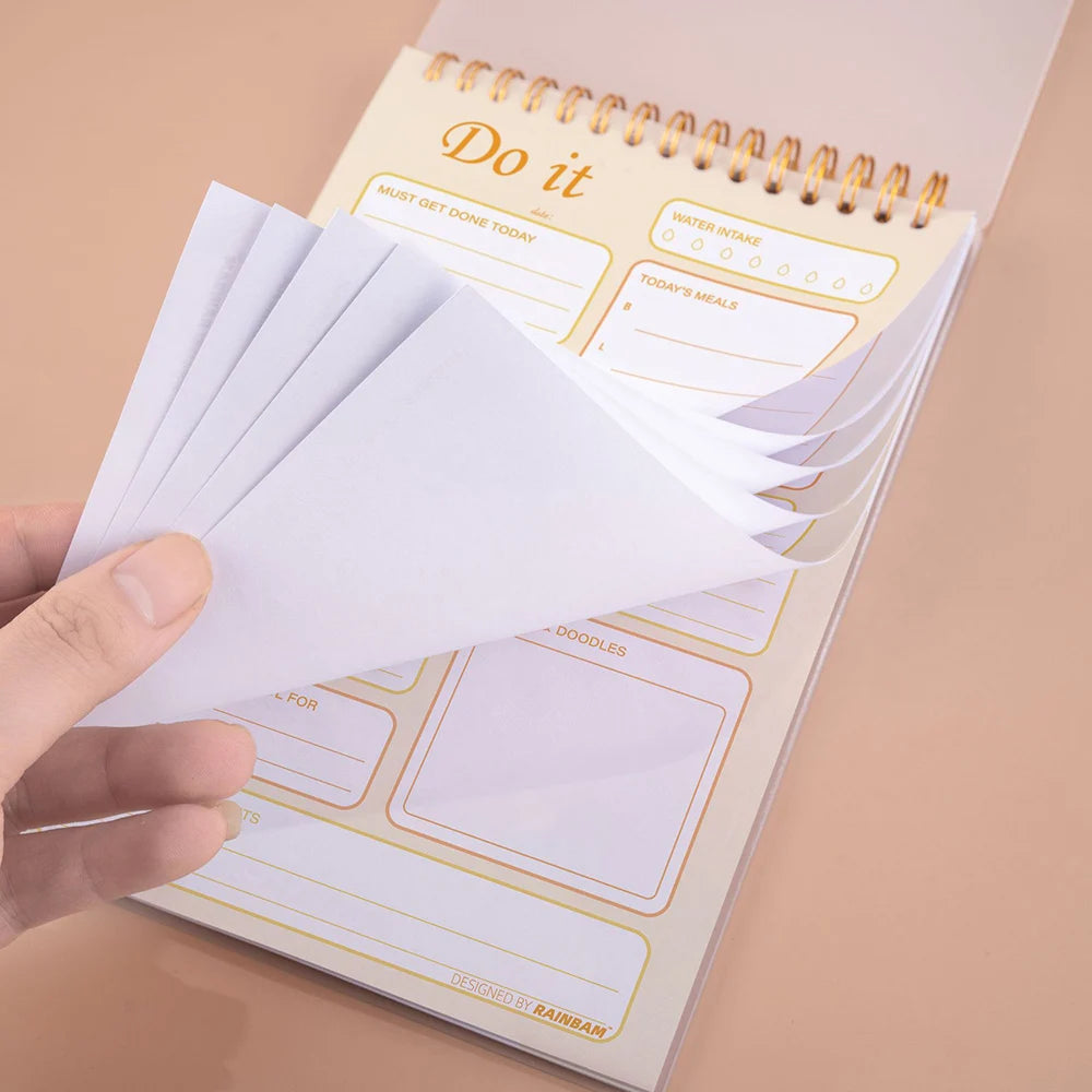 A5 Daily Planner Notebook 50 Sheets Spiral Bound English Weekly Self-Discipline Schedule Organizer Goals Tasks Time Management