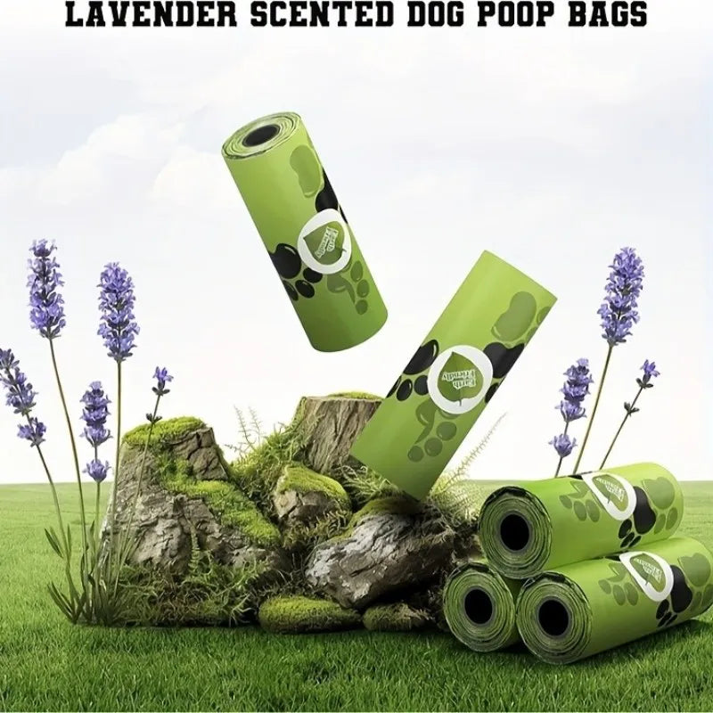 Biodegradable Pet Waste Bags  - Extra Thick Poop Bags for Dogs & Cats, Portable Roll with Dispenser, Eco-Friendly & Lea