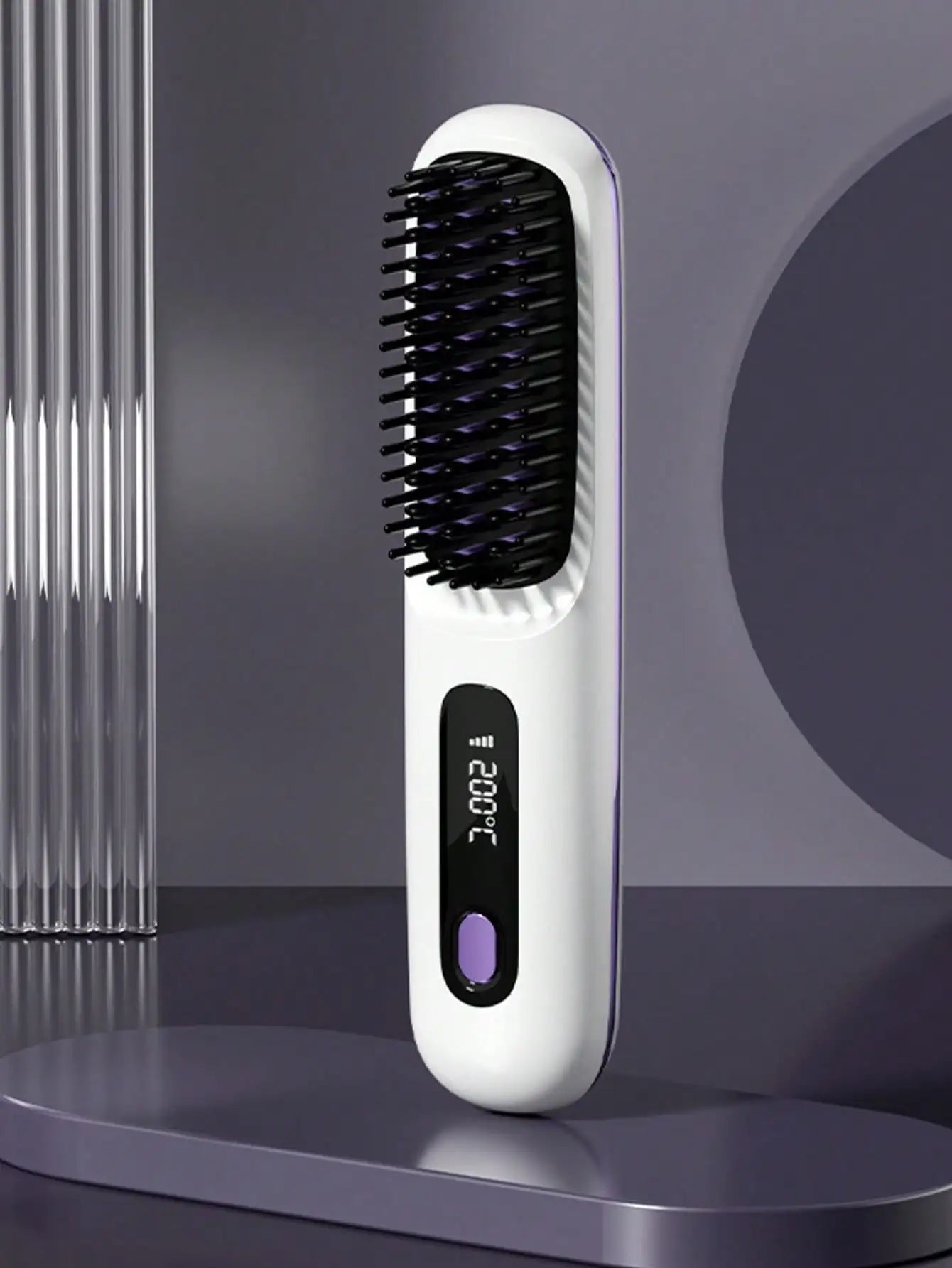 Women's Wireless Portable Hair Straightener, USB Rechargeable Negative Ion Hot Air Straightening Brush, Effectively Smooths Frizz, Makes Hair Shiny And Soft, Anti-Scald Design, 3 Temperature Settings, 30 Seconds Fast Heating,