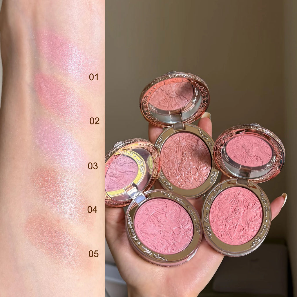 Flower Knows Knight Unicorn Satin Blush Silky Powder Melts Into Skin Long Lasting High Pigment Shimmer Natural Flushed Makeup