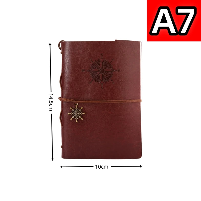 Retro Notebook for Kids Adult Traveler Diary PU Leather Soft Cover Replaceable Kraft Paper Inner 14x10cm Notebooks & Notepads