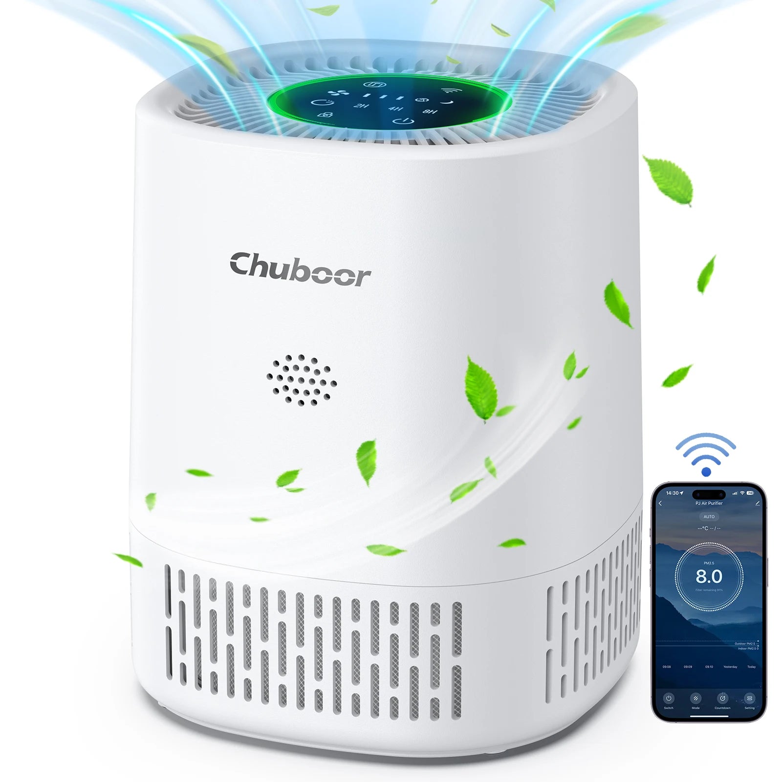 Chuboor Air Purifiers for Bedroom Home ,Filter Cleaner with Sponge Filters Smoke Allergies Pet Dander Odor Dust, Office, Desktop