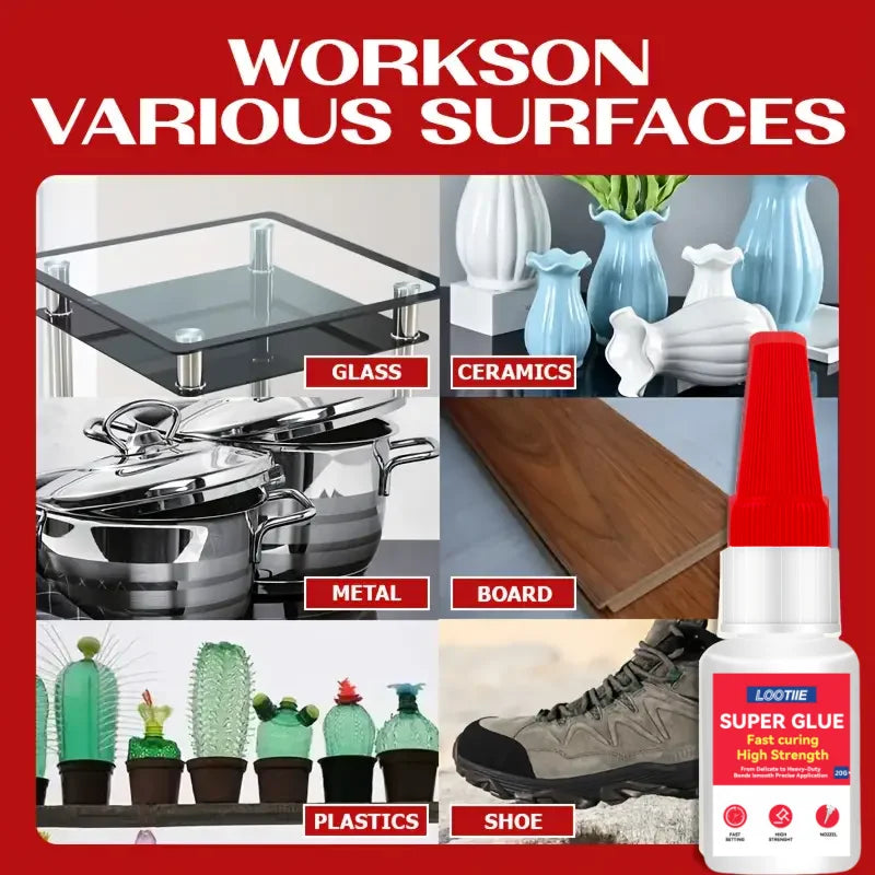 4pcs Super Fast Bonding Glue - 10s Quick Fix Adhesive for Plastic/Metal/Wood/Ceramic/Glass, Multi-Purpose Repair Glue (20g)