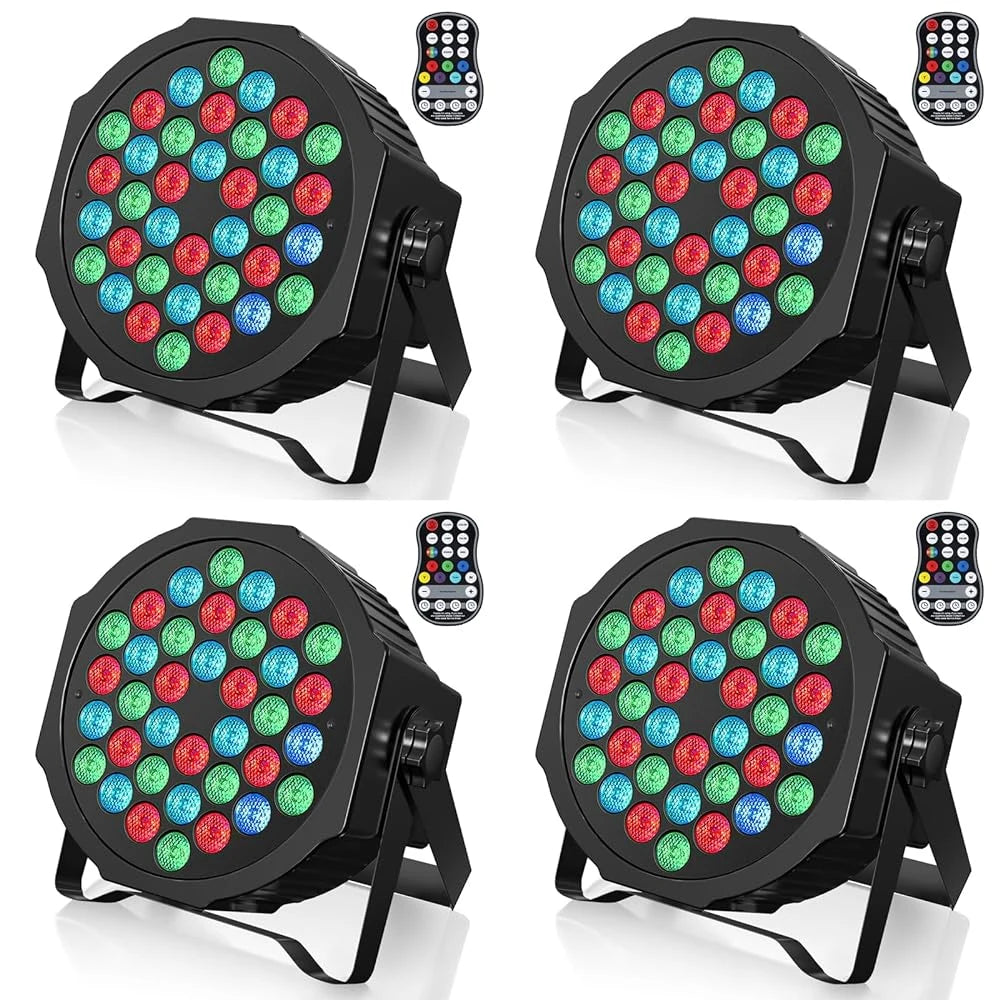 U'King 4PCS 36LED Par Light DMX512 RGB LED Uplights Battery Powered Uplighting Rechargeable Stage Light for DJ Disco KTV Party
