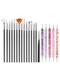 20Pcs Black Nail Art Brush Set Nail Gel Polish Painting Brush Drawing Pen Uv Gel Polish Nail Liner Brush And Nail Dotting Pen For Gel Polish Diy Manicure Salon At Home