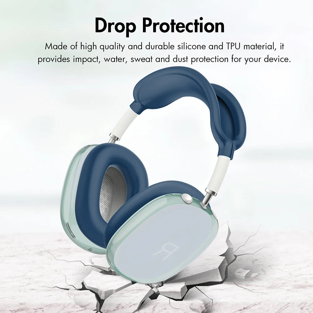 4 in 1 Silicone + TPU Clear Cover Case Shockproof Ear Pad Ear Cups Headband Cover Anti-Scratch Protective Sleeve for AirPods Max