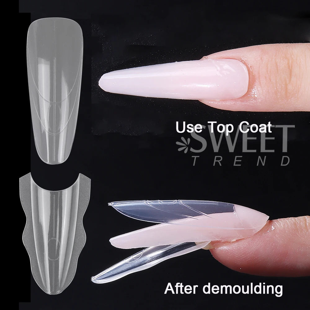 1 Box Dual Nail Forms New 180pcs 15 size Extensions-Dual Forms Long Coffin Almond Top/ Bottom Nail Forms Manicure Extension Tool