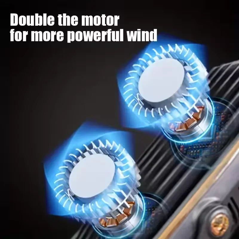 New Upgraded Large Battery Dual Motor Portable Fashion Desk Fan, Office, Travel, Camping, Outdoor RV Portable USB Fan air conditioner bladeless fan