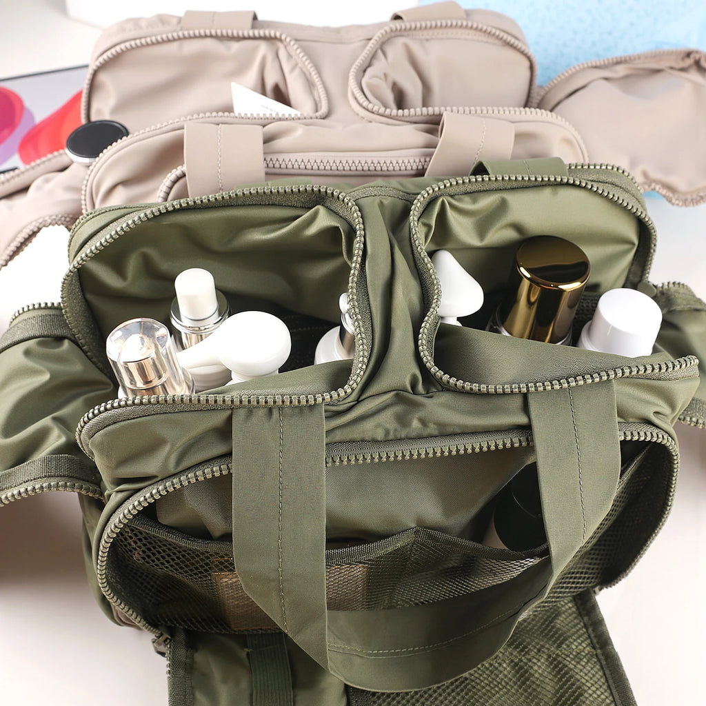 Multi opening makeup bag, suitable for commuting, travel, and home, suitable for makeup and grooming storage