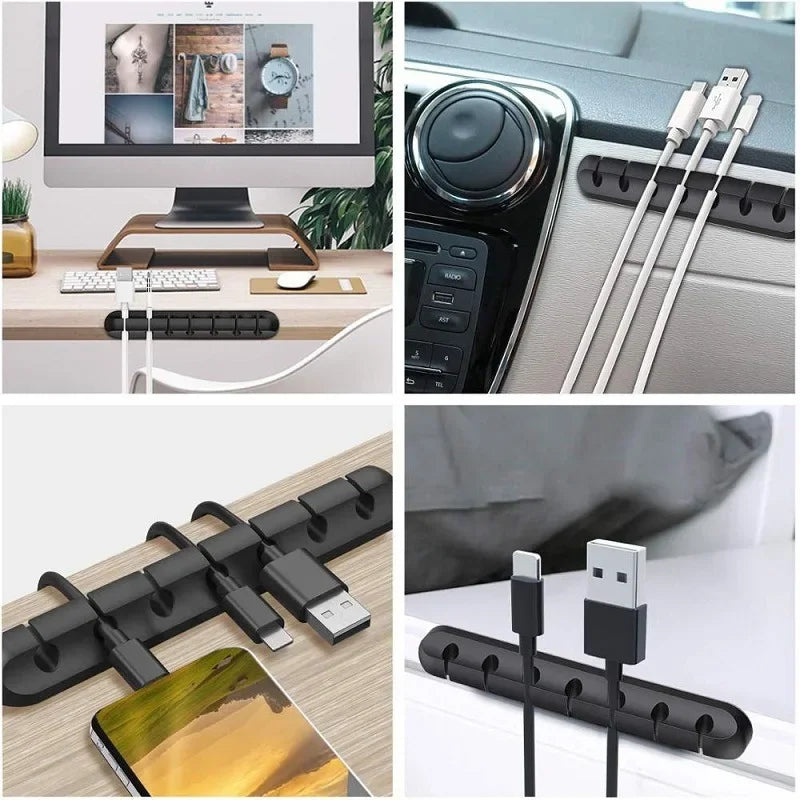 Silicone USB Cable Organizer USB Charging Cable Winder Desktop Tidy Management Clips Cable Holder For Mouse earphone Accessories