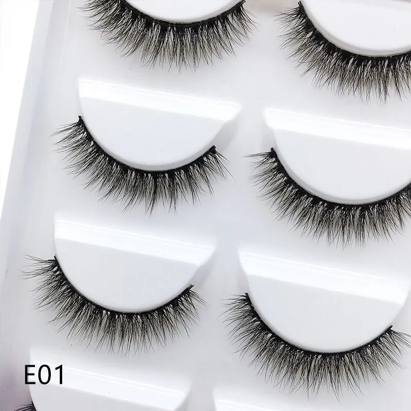 New 5Pairs Handmade 3d Mink Lashes Short False Eyelashes Cross Messy Dense Natural Eye Lashes Stage Makeup False Eyelashes E08