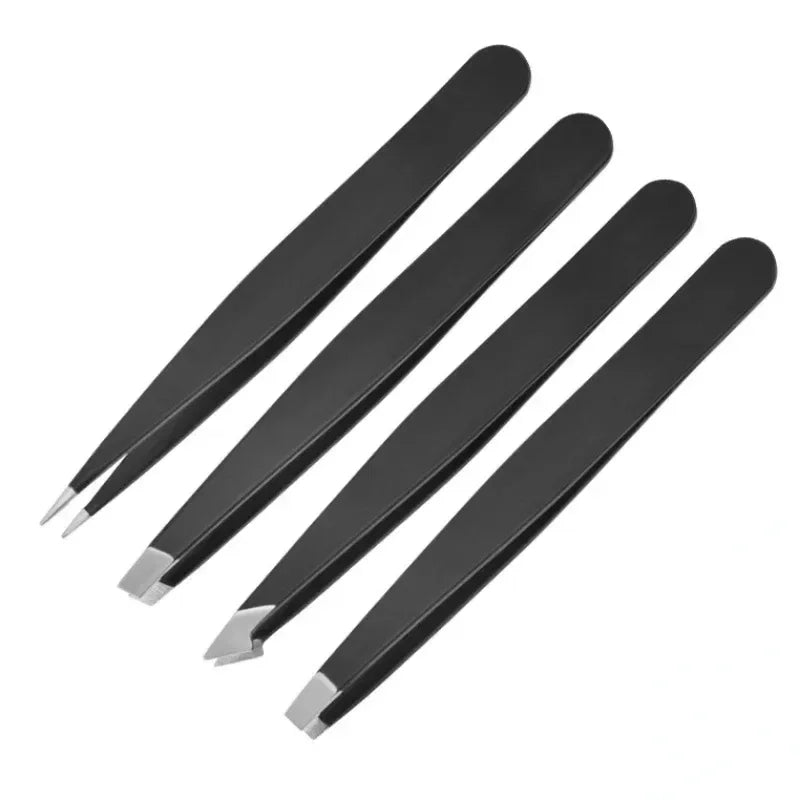 Professional Stainless Steel Precision Tweezer - Slant Tip Hair Plucker for Easy Grooming Brow Clips Removal Makeup Tools