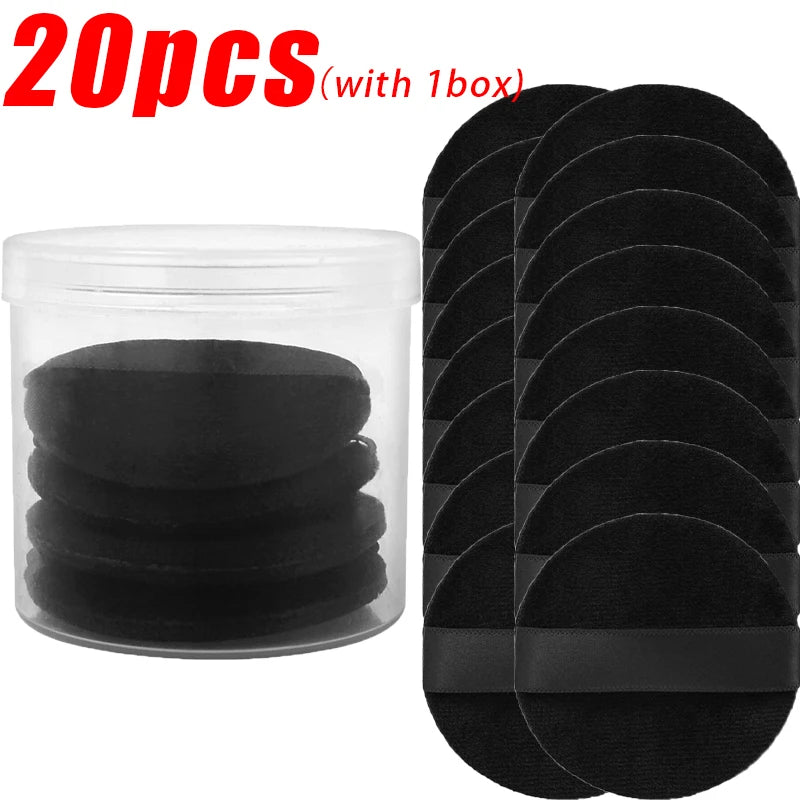 1/20pcs Black Velvet Cosmetic Puff with Box Loose Setting Powder Puffs BB Cream Foundation Powder Pad Beauty Makeup Tools