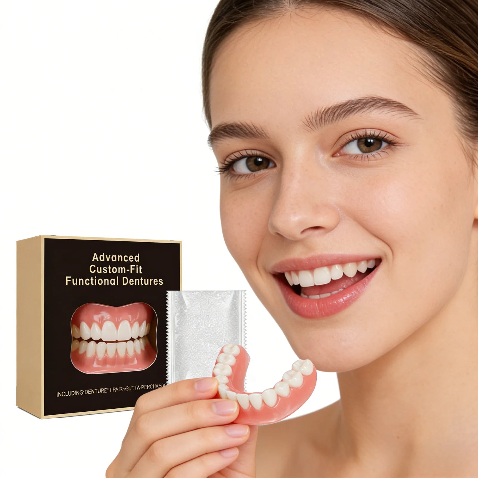 Natural Appearance Cosmetic Teeth Veneers Temporary Decorative Snap On Teeth Covers Portable Beauty Teeth Accessory for Wedding Party Makeup Photo Shooting