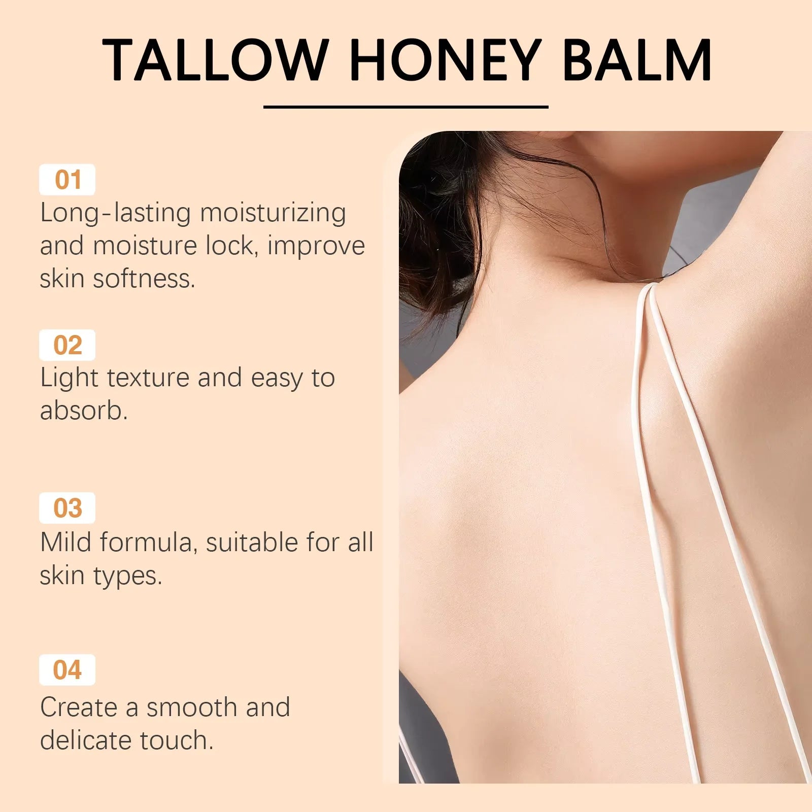 Tallow Honey Balm Glowing Hydrating Skin Enhacne Elasticity Improve Dullness Fade Fine Lines Firming Face Body Moisturize Cream