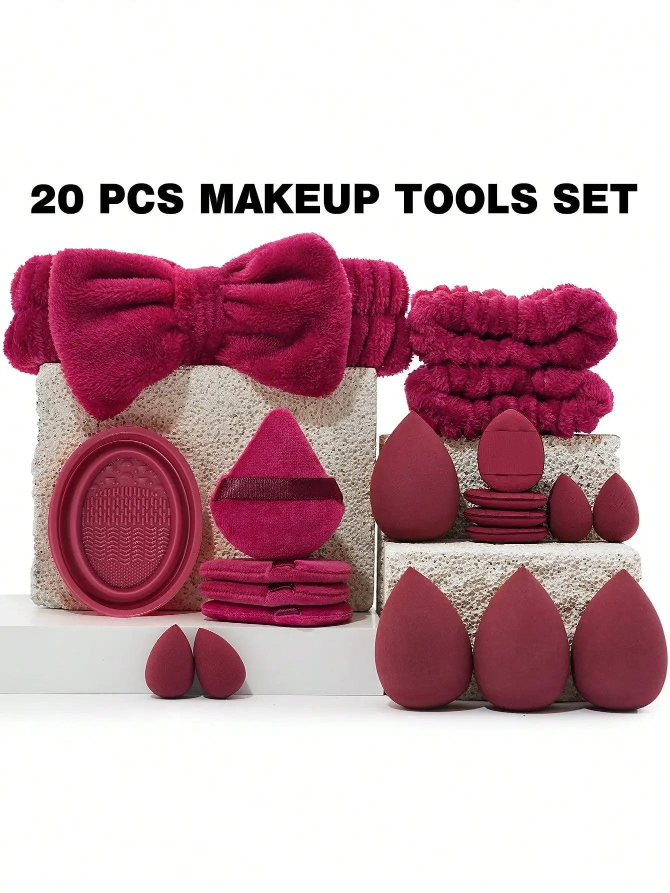 56 PCS Makeup Tools Set Including:36PCS Makeup Brush Set+1pc Makeup Brush Cleaning Tools+4PCS Triangle Powder Puffs+4PCS Makeup Sponges+4PCS Mini Air Cushion Powder Puffs+4PCS Mini Makeup Sponges+2PCS Hand Bowl Strap+1pc Hair