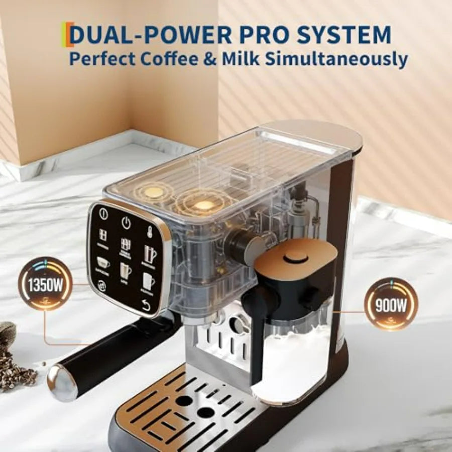 Compact 20 Bar Professional Espresso Machine with Milk Frother and Touchscreen Adjustable Temperature Espresso Coffee Machine f
