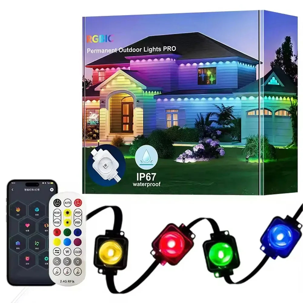300ft Smart Eave Lights 180LEDS Permanent Outdoor Lights LED String Lights App Remote Waterproof for House Festival Daily Decor