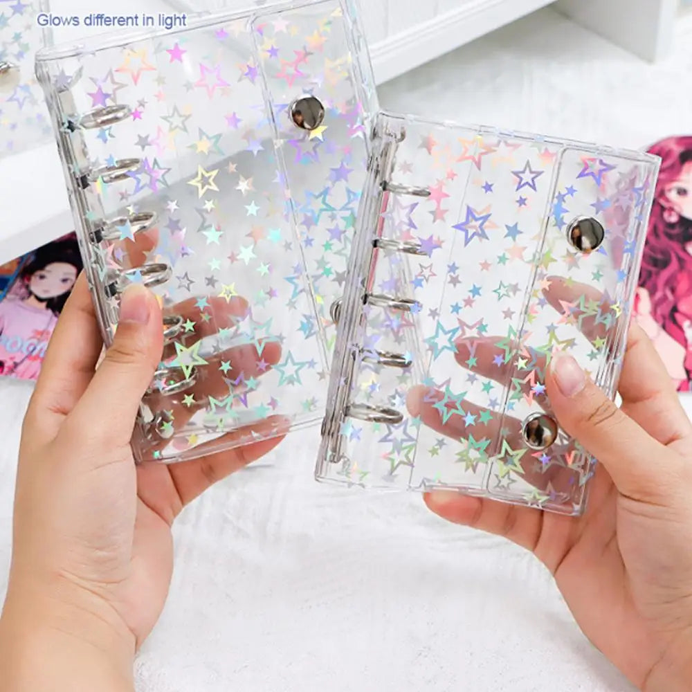 Colorful Laser Star M5 Loose Leaf Binder Pvc Journal Book A6 A7 A8 Journal Notebook Shell Outside Cover Colorful Fill