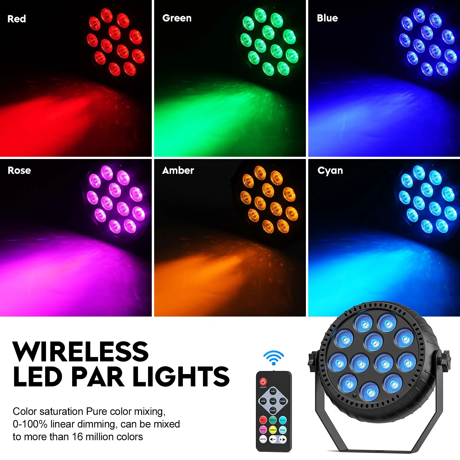 Somspot Mini 4/8PCS LED RGB Par Lights Remote & DMX Control Stage Light Effect Projector for Church Wedding Party Club Music Liv