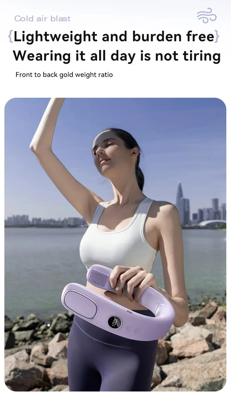 N90 Neck Fan Semiconductor Cooling 5-Speed Bladeless Wearable Fan USB Rechargeable Portable Outdoor Travel Camping