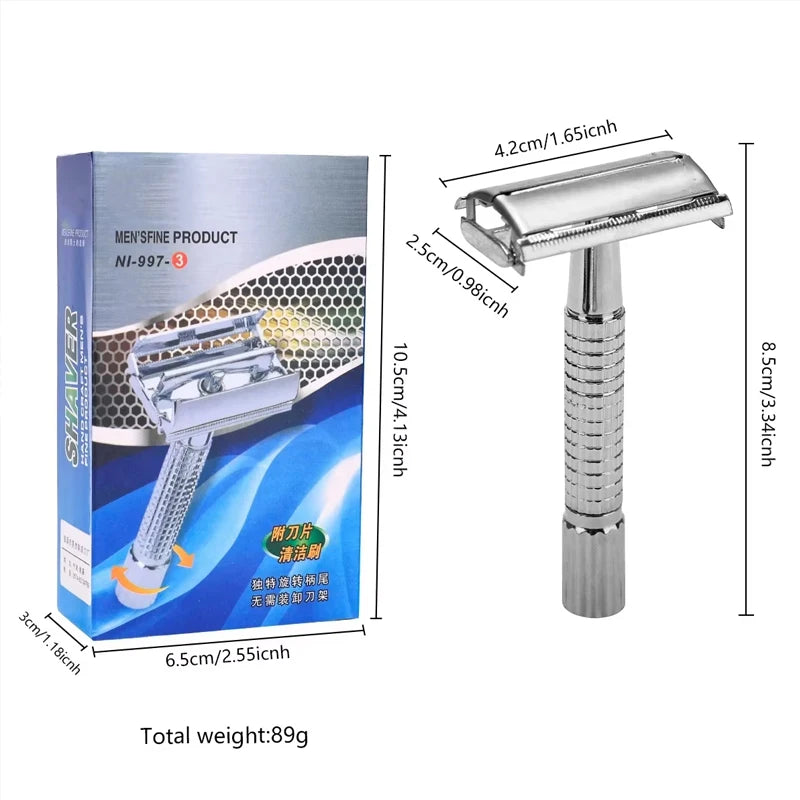 Double Edge Safety Razor for Unisex Safety Razor with a Delicate Box Holder With Blade Professional Barber Styling Accessories