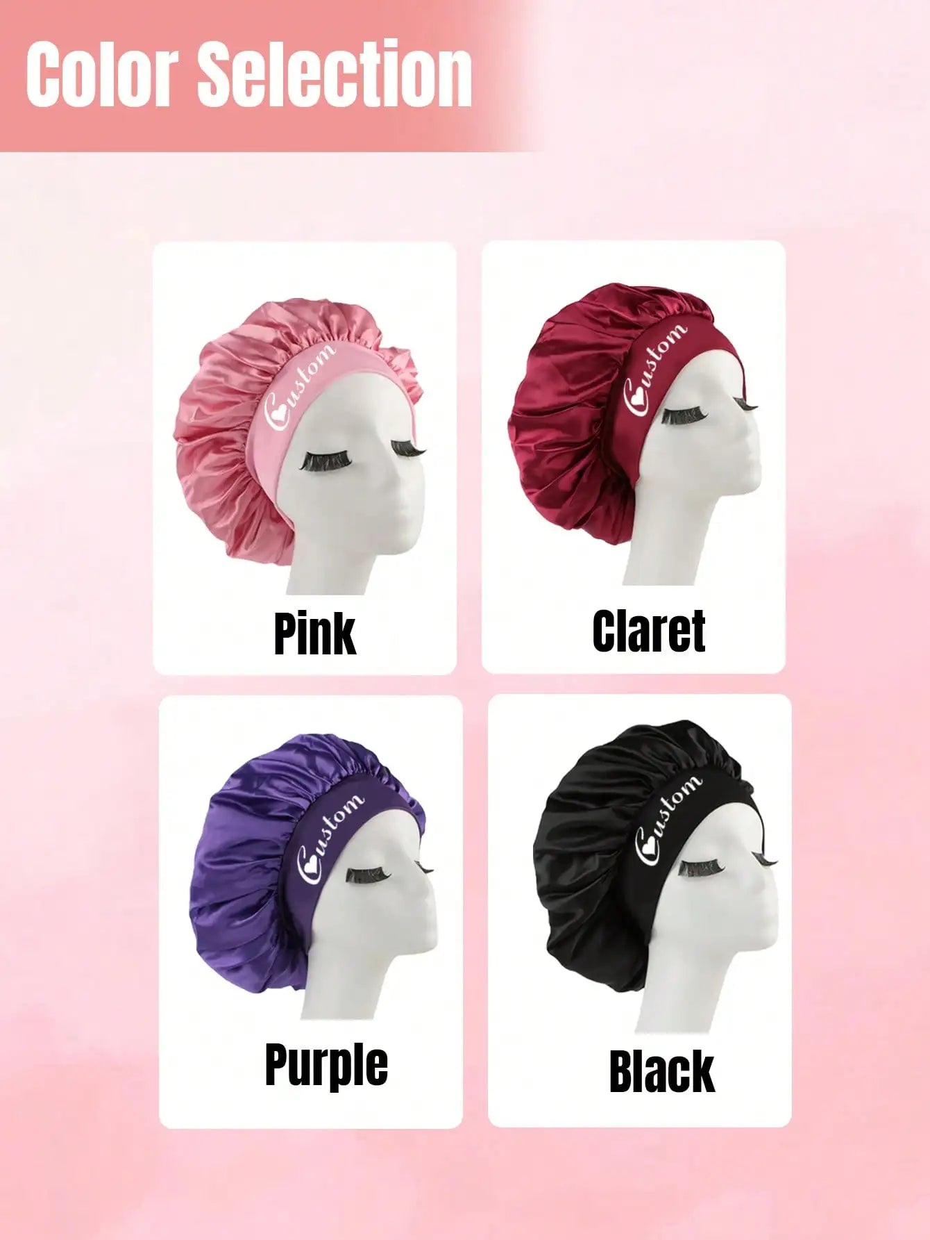 Custom Name Silk Bonnet For Sleeping, Personalized Satin Hair Bonnet For Curly Hair, Customizable Sleep Cap, Large Silk Bonnet For Hair Protection, Customized Gift For Bridesmaids And Bridal Party