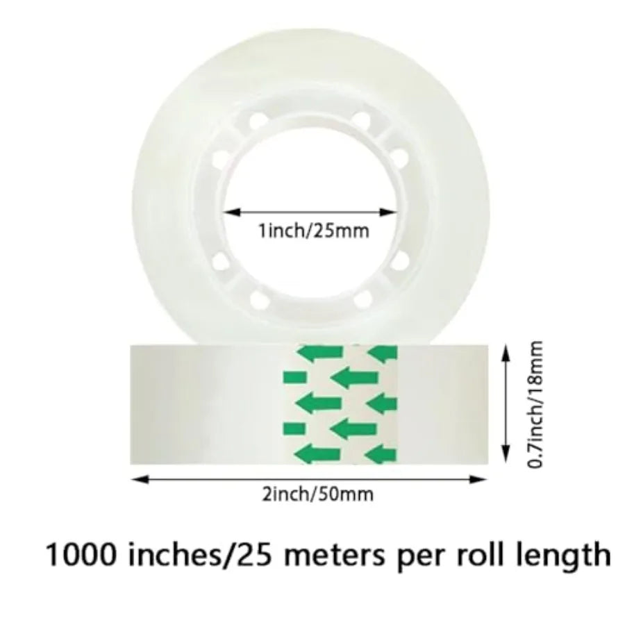 Gift Wrapping Tape for Office Home School: Transparent Refills Clear Polypropylene Crystal Clear 3/4 x 1000 in 1 in Core