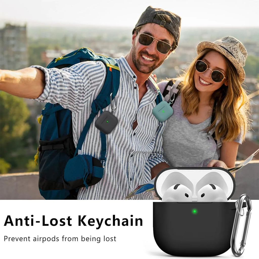 for AirPods 4th Generation Case Cover 2024, Military Grade Soft Silicone Shock-Absorbing for AirPods 4 Case with Keychain & Clea